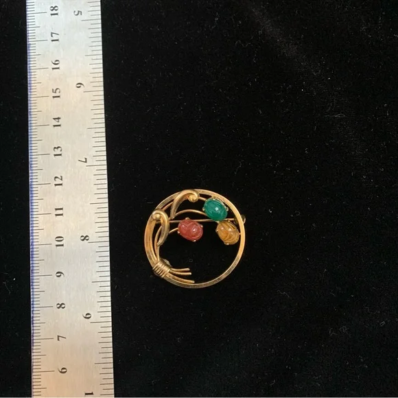 VINTAGE STAMPED MONET SCARAB BROOCH - Picture 3 of 3